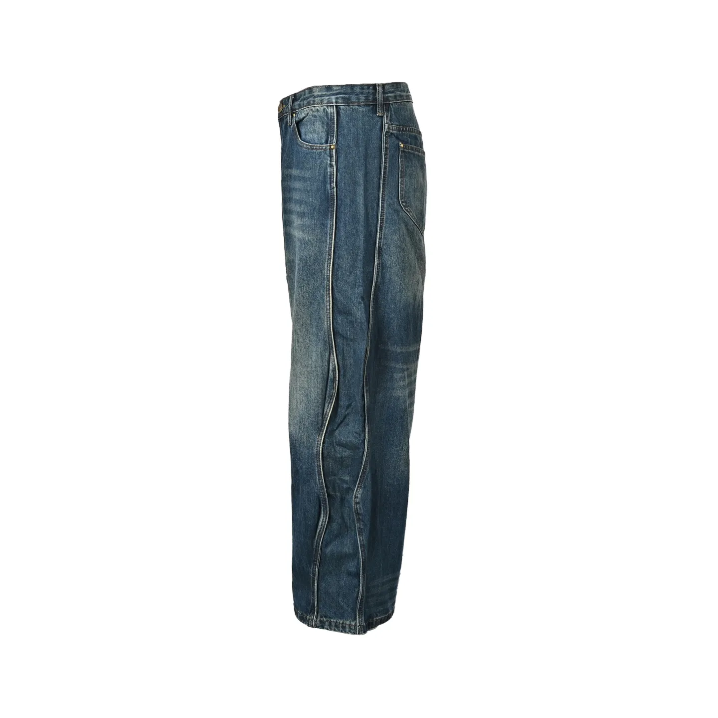 Louis Vuitton/Louis Vuitton 25Fw wavy line washed jeans